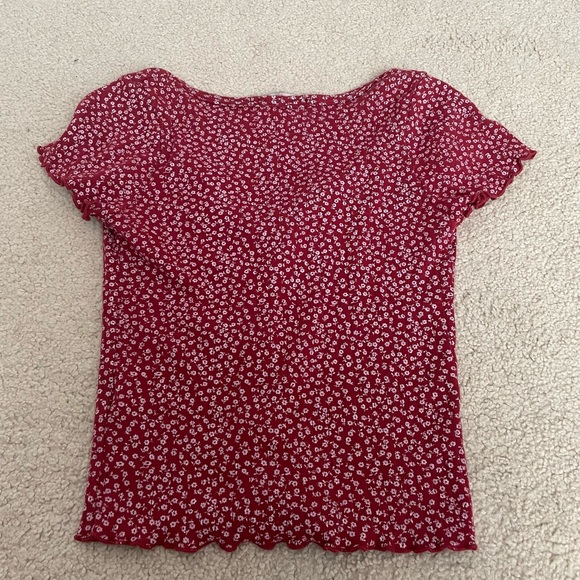 brandy melville floral red button shirt - Picture 3 of 3